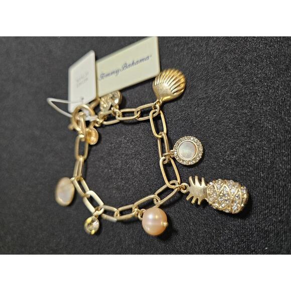 Tommy Bahama Gold Tone Charm Bracelet with Pineapple & Shells - Picture 3 of 6